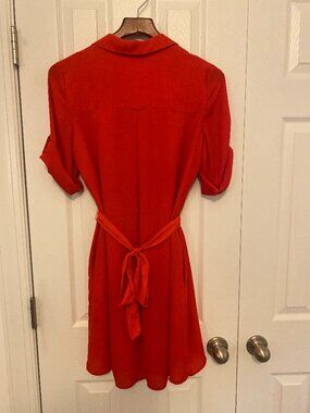 NY&Co Watermelon Cuffed Sleeve Summer Dress Size S
